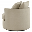 Pemberly Row Upholstered Round Swivel Accent Chair with Pillows in Camel