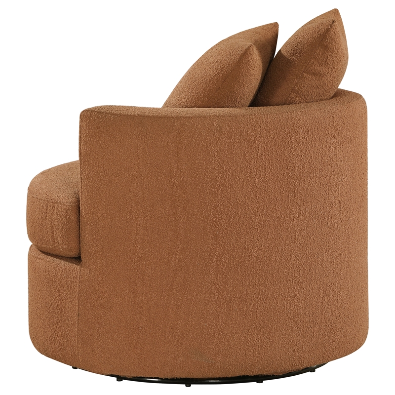 Pemberly Row Upholstered Round Swivel Accent Chair in Burnt Orange