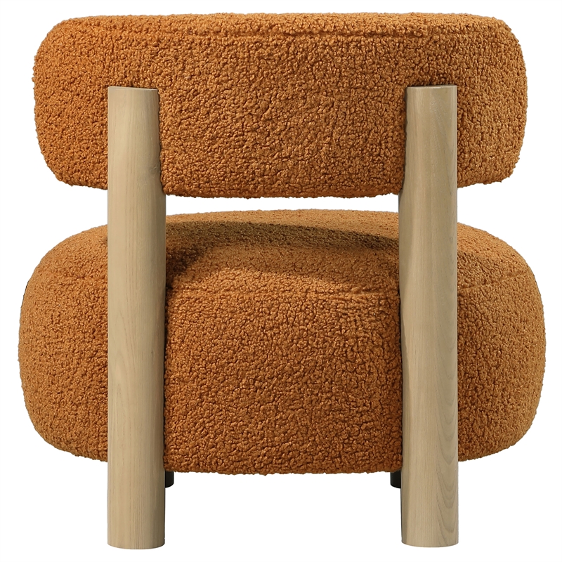 Pemberly Row Boucle Upholstered Barrel Back Accent Chair in Orange