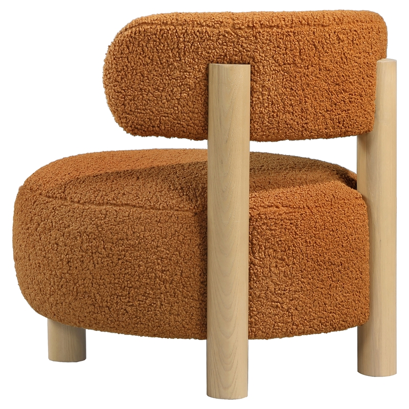 Pemberly Row Boucle Upholstered Barrel Back Accent Chair in Orange