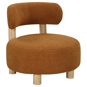 Pemberly Row Boucle Upholstered Barrel Back Accent Chair in Orange