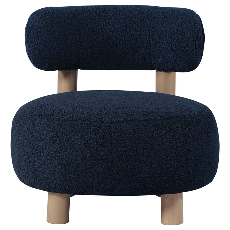 Pemberly Row Boucle Upholstered Barrel Back Accent Chair in Blue
