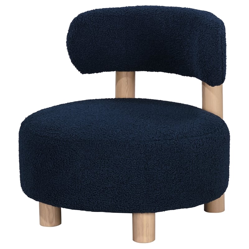 Pemberly Row Boucle Upholstered Barrel Back Accent Chair in Blue