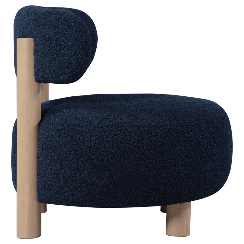Pemberly Row Boucle Upholstered Barrel Back Accent Chair in Blue