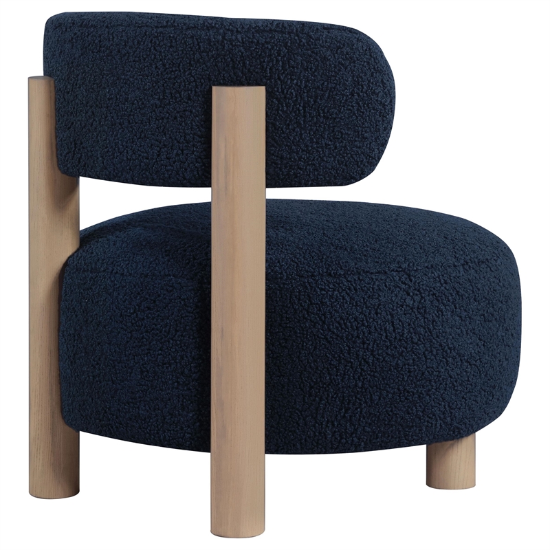 Pemberly Row Boucle Upholstered Barrel Back Accent Chair in Blue