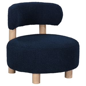 Pemberly Row Boucle Upholstered Barrel Back Accent Chair in Blue