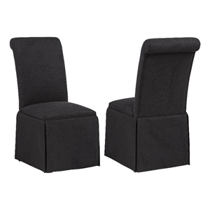 Pemberly Row 20.5&quot Fabric Upholstered Skirted Side Chair in Black