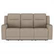 Pemberly Row Upholstered Motion Reclining Sofa with 2 Recliners in Taupe