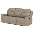 Pemberly Row Upholstered Motion Reclining Sofa with 2 Recliners in Taupe