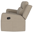 Pemberly Row Upholstered Motion Reclining Sofa with 2 Recliners in Taupe