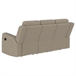 Pemberly Row Upholstered Motion Reclining Sofa with 2 Recliners in Taupe