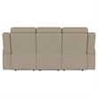 Pemberly Row Upholstered Motion Reclining Sofa with 2 Recliners in Taupe
