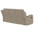 Pemberly Row Upholstered Motion Reclining Sofa with 2 Recliners in Taupe