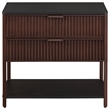 Pemberly Row 2-Drawer Fluted Side Table with Open Shelf in Rust Brown