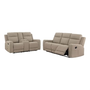 Pemberly Row 2-Piece Upholstered Reclining Sofa and Loveseat Set in Taupe