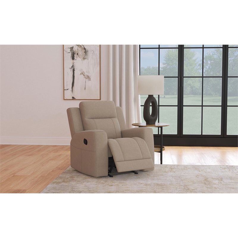 Pemberly Row Upholstered Manual Rocker Recliner Chair in Taupe