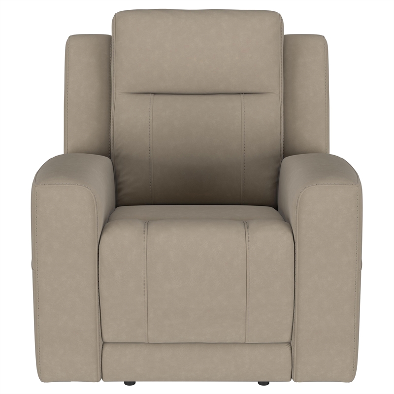 Pemberly Row Upholstered Manual Rocker Recliner Chair in Taupe