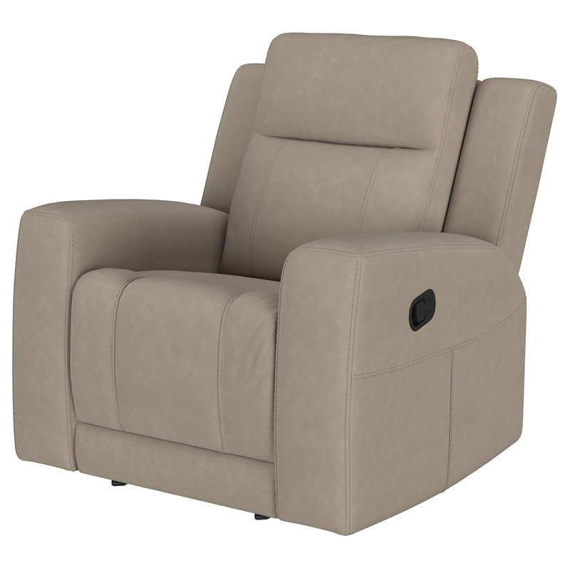 Pemberly Row Upholstered Manual Rocker Recliner Chair in Taupe