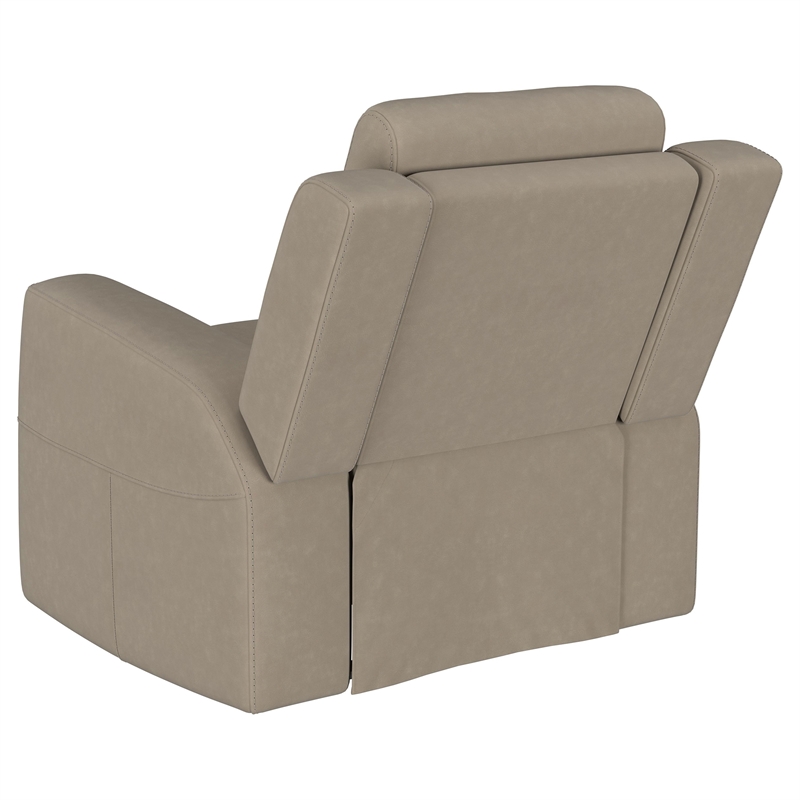 Pemberly Row Upholstered Manual Rocker Recliner Chair in Taupe