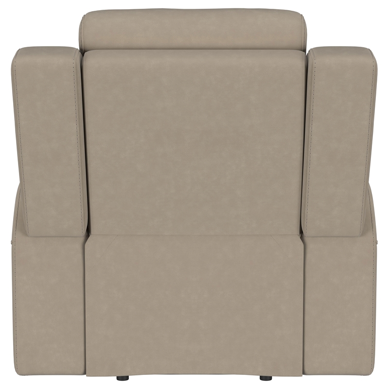 Pemberly Row Upholstered Manual Rocker Recliner Chair in Taupe