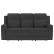 Pemberly Row Upholstered Motion Reclining Sofa in Dark Charcoal