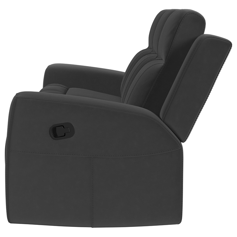 Pemberly Row Upholstered Motion Reclining Sofa in Dark Charcoal