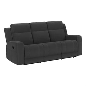 Pemberly Row Upholstered Motion Reclining Sofa in Dark Charcoal