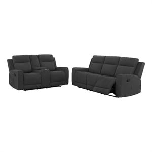 Pemberly Row 2-Piece Reclining Sofa and Loveseat Set in Charcoal