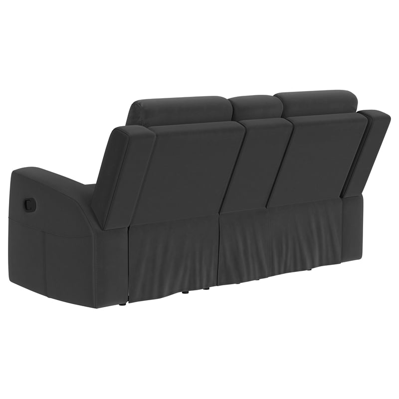 Pemberly Row Upholstered Reclining Loveseat with Console in Dark Charcoal