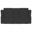 Pemberly Row Upholstered Reclining Loveseat with Console in Dark Charcoal