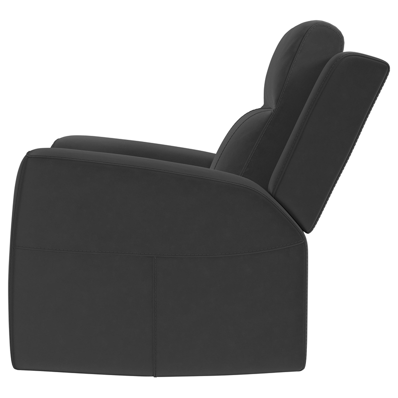 Pemberly Row Upholstered Manual Rocker Recliner Chair in Dark Charcoal