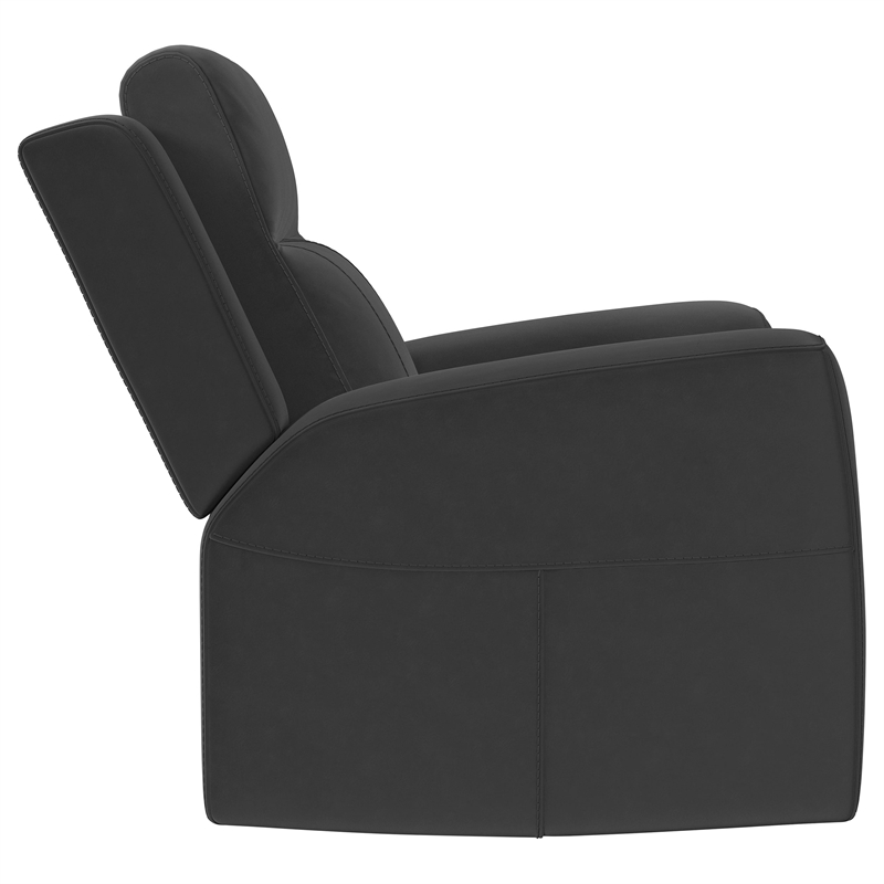 Pemberly Row Upholstered Manual Rocker Recliner Chair in Dark Charcoal