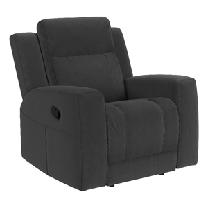 Pemberly Row Upholstered Manual Rocker Recliner Chair in Dark Charcoal