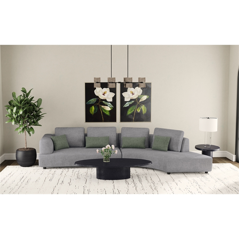 Pemberly Row 134-Inch Upholstered Curved Sectional Sofa in Grey