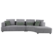 Pemberly Row 134-Inch Upholstered Curved Sectional Sofa in Grey