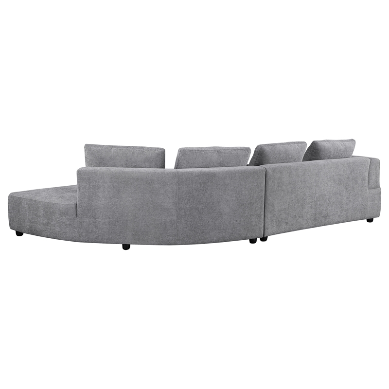 Pemberly Row 134-Inch Upholstered Curved Sectional Sofa in Grey
