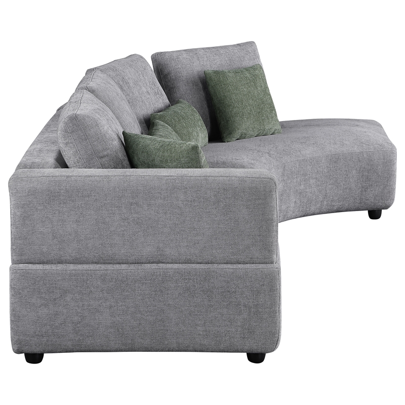 Pemberly Row 134-Inch Upholstered Curved Sectional Sofa in Grey