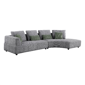 Pemberly Row 134-Inch Upholstered Curved Sectional Sofa in Grey