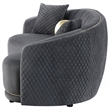 Pemberly Row Velvet Upholstered Curved Sofa with Gold Trim in Dark Grey