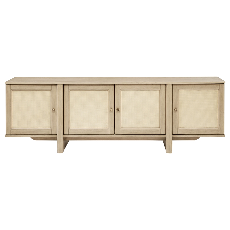 Pemberly Row 79-inch Wood TV Stand for TVs up to 85 inches in Beige Oak