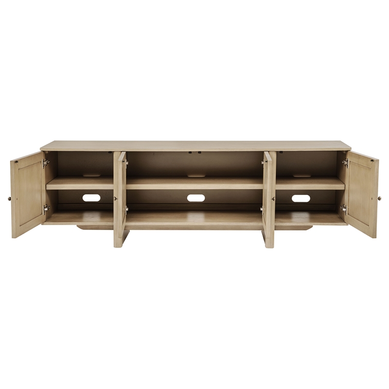 Pemberly Row 79-inch Wood TV Stand for TVs up to 85 inches in Beige Oak