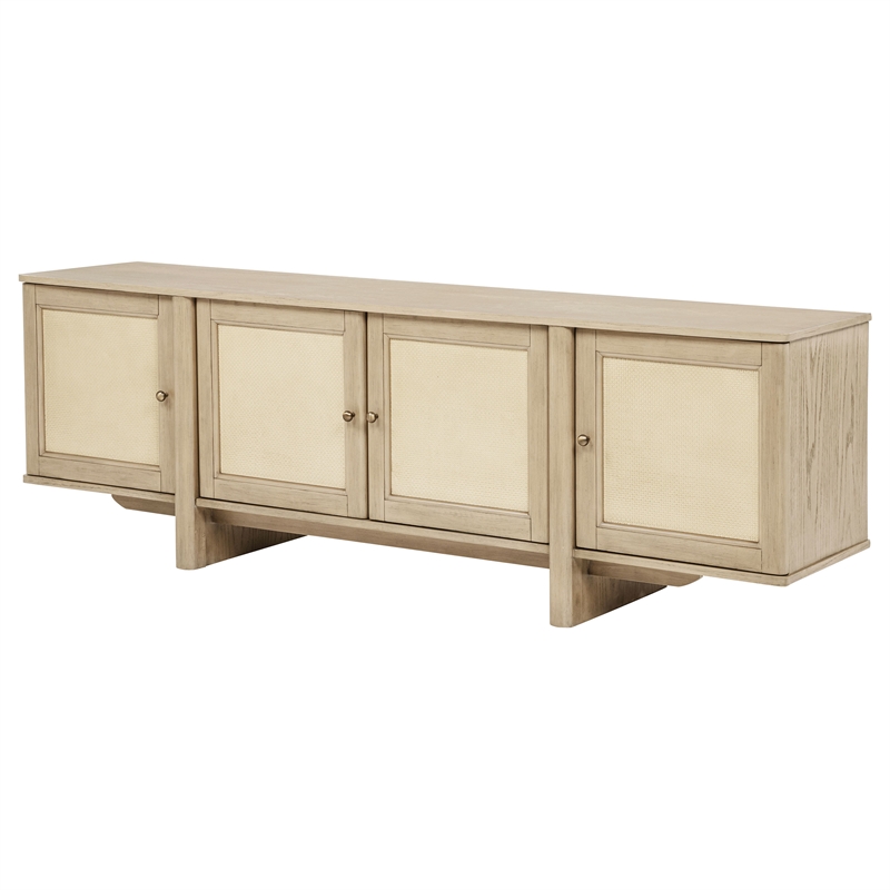 Pemberly Row 79-inch Wood TV Stand for TVs up to 85 inches in Beige Oak