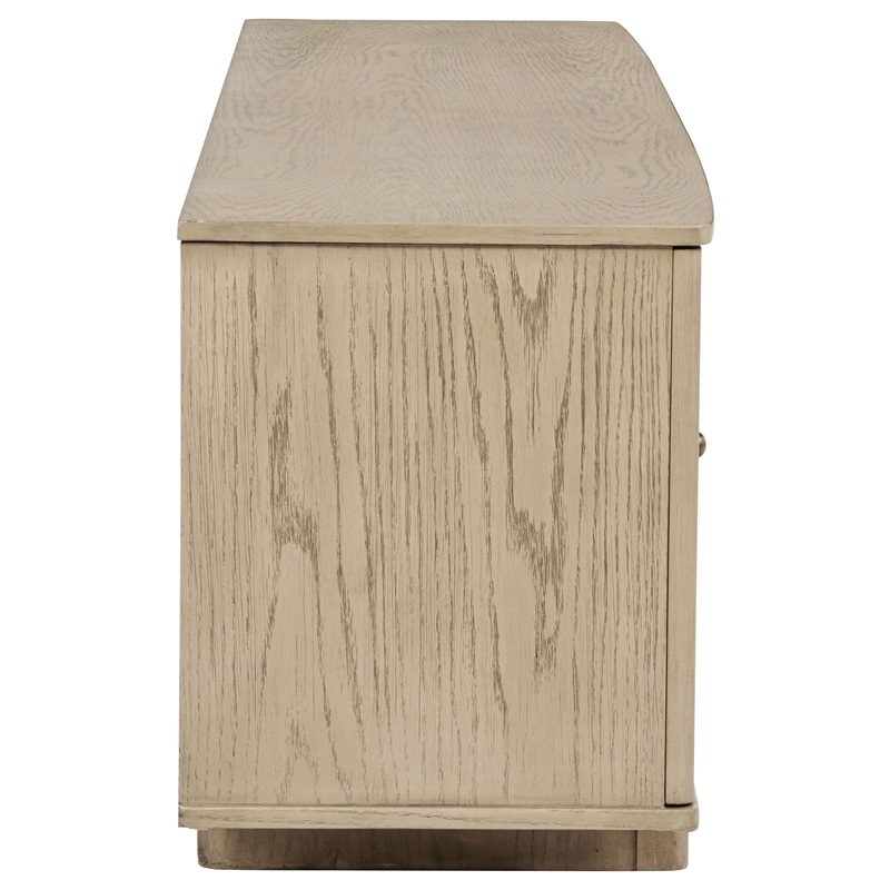 Pemberly Row 79-inch Wood TV Stand for TVs up to 85 inches in Beige Oak