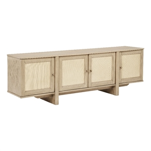Pemberly Row 79-inch Wood TV Stand for TVs up to 85 inches in Beige Oak