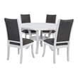 Pemberly Row 5-Piece 54-inch Round Wood Dining Set in Pearl White