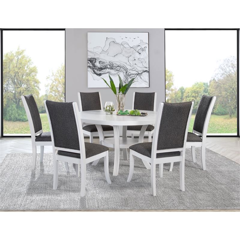 Pemberly Row Upholstered Dining Side Chair Set of 2 in Pearl White