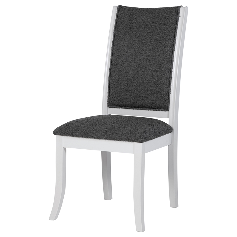 Pemberly Row Upholstered Dining Side Chair Set of 2 in Pearl White