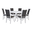 Pemberly Row 7-Piece 54-inch Round Wood Dining Set in Pearl White