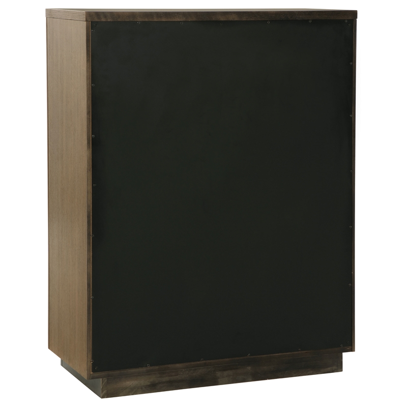 Pemberly Row 5-Drawer Fluted Wood Chest of Drawers in Ash Brown
