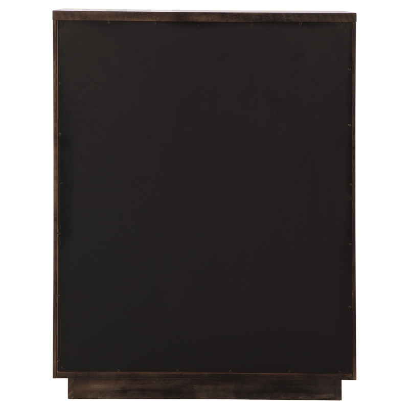 Pemberly Row 5-Drawer Fluted Wood Chest of Drawers in Ash Brown